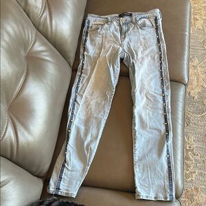 Liverpool Jeans vintage Summer weight Stretch Dark Frayed Side seam Grommets 6